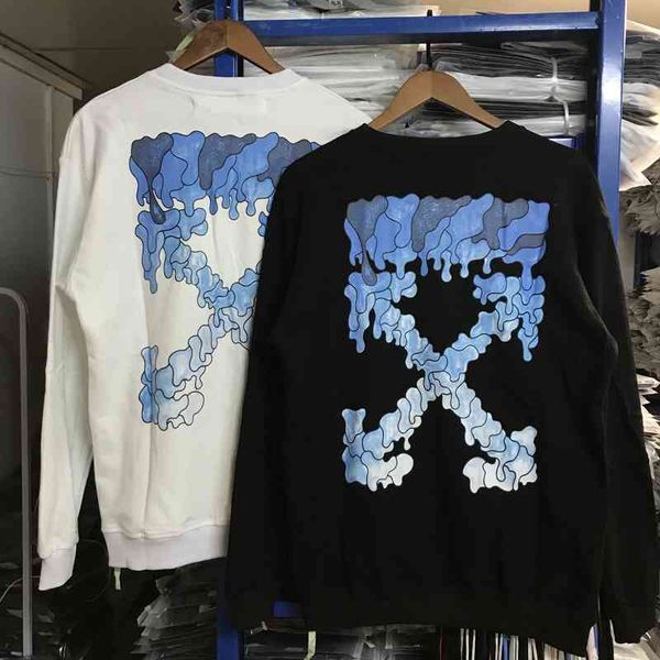 

off grey blue cloud pair arrow round neck men's and women's cotton, Black