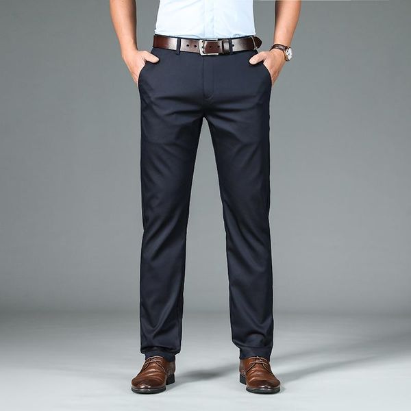 

men's pants 2021 year business casual trousers loose straight leg slim stretch, Black