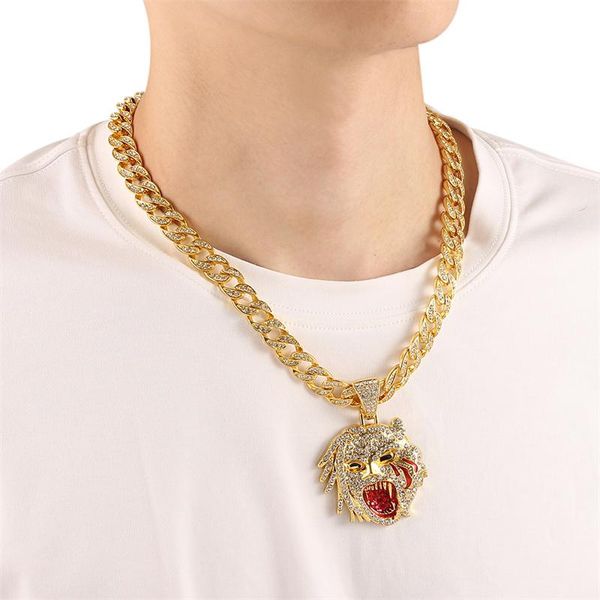 

pendant necklaces style men's punk fashion hip-hop leopard necklace rhinestone jewelry gift chain boyfriend, Silver