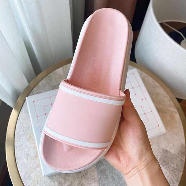 

slippers 2021 summer pu women's trends flip-flops non-slip waterproof thick-soled sandals couple beach shoes female sliders, Black