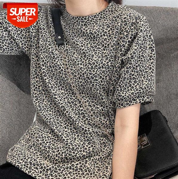 

li zhiqi black leopard print bubble short sleeve t-shirt fashion loose casual base 110617 #tw05, Black;gray