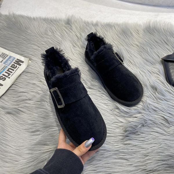 

boots winter snow women 2021 fashion short plus velvet thick low-naked comfortable thick-soled, Black