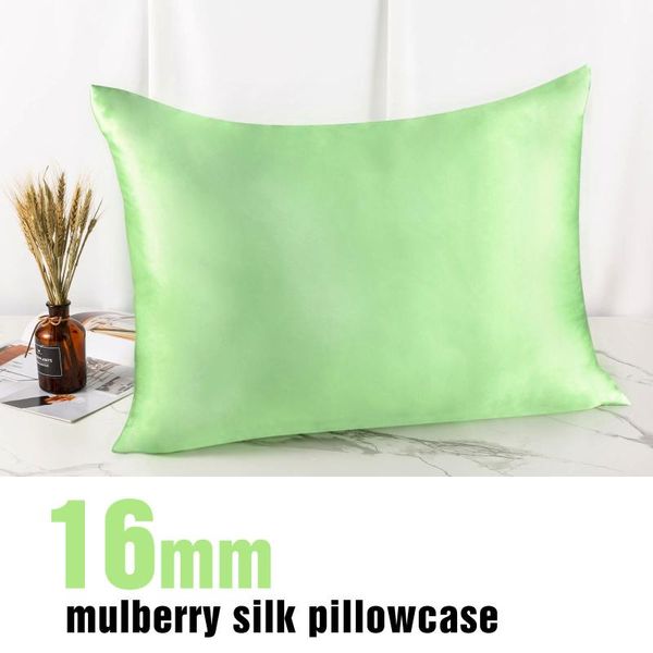 

pillow case cover pillowcase silk invisible zipper bedding decor design home textiles queen size green 50.8x76.2cm