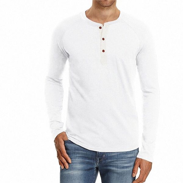 

men's t shirt solid color henley casual daily button-down long sleeve lightweight slim fit big and tall green blue white u0ko#, White;black