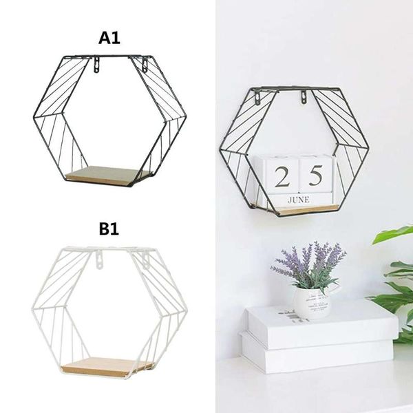 

other home decor hexagonal design grid frame floating rack wall storage shelves suitable for simple and stylish