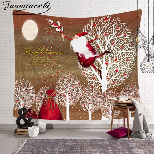 

tapestries fuwatacchi christmas tapestry gift fireplace wall hanging background cloth decor polyester home room decoration