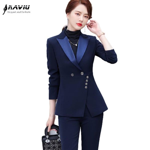 

women's two piece pants female suits 2021 autumn high end professional temperament fashion formal slim blazer and office ladies work we, White
