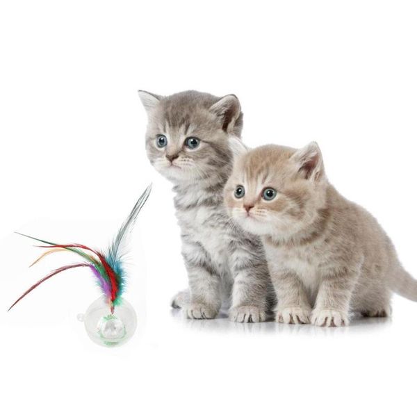 

cat toys 2021 style pet vibrating flashing light feather tumbler ball toy suitable for all types of pets