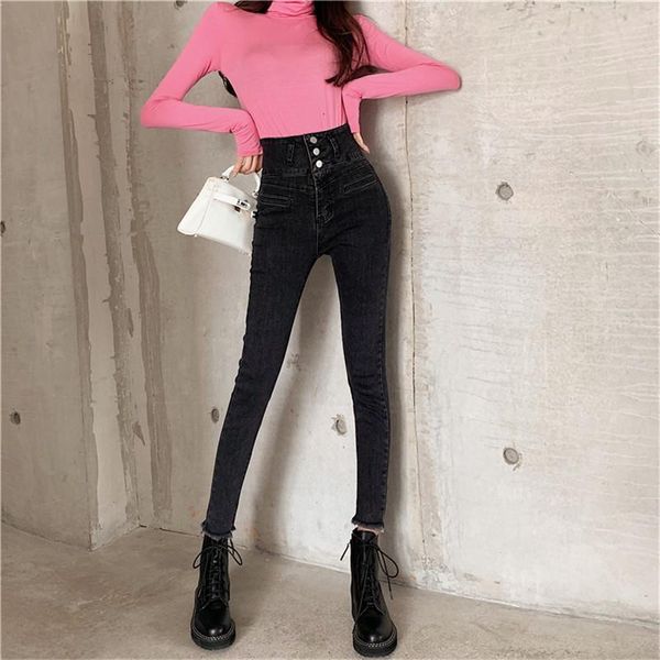 

women's jeans fashion retro high waist jeans slim slimming wild feet denim pencil pants n8w4, Blue