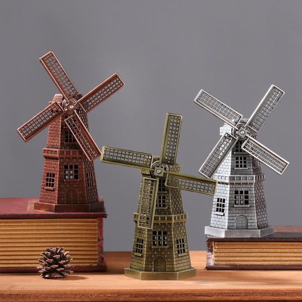 

decorative objects & figurines windmill model retro metal craft figure ornaments home decoration accessories for living room decor