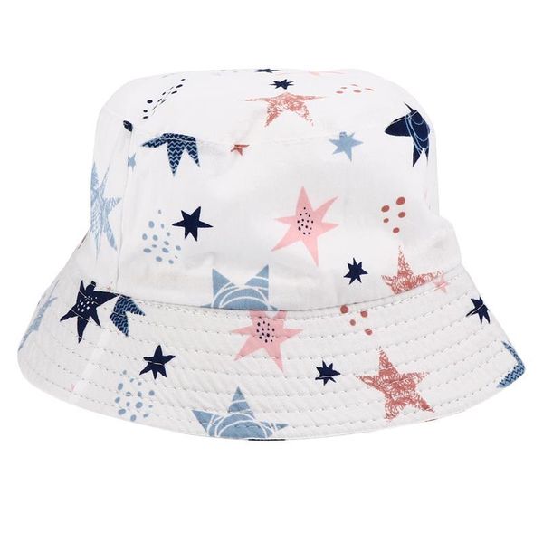 

1pc adorable bucket cap pentagram pattern sun hat fisherman for boys girls wide brim hats, Blue;gray