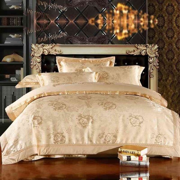 

comfy froral jacquard satin and cotton king  size 4-pieces bedding luxury, gray golden bedsheet/fitted shet set
