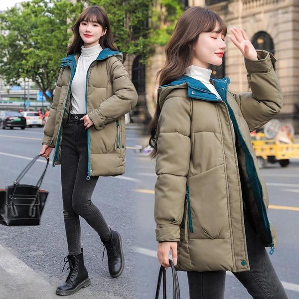 

women's down & parkas 2021 winter women fashion coat jacket hooded warm thick overcoat female cotton padded parka coats outwear, Black
