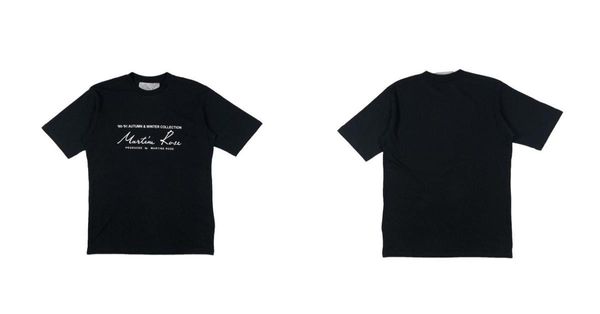 

men and womens t shirts cotton martine rose small neckline loose signature short sleeve black and white, White;black