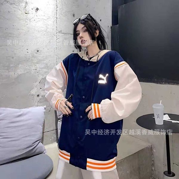 

2021ss autumn products guochao biao couple's pullover splicing contrast color hoodie et, Black