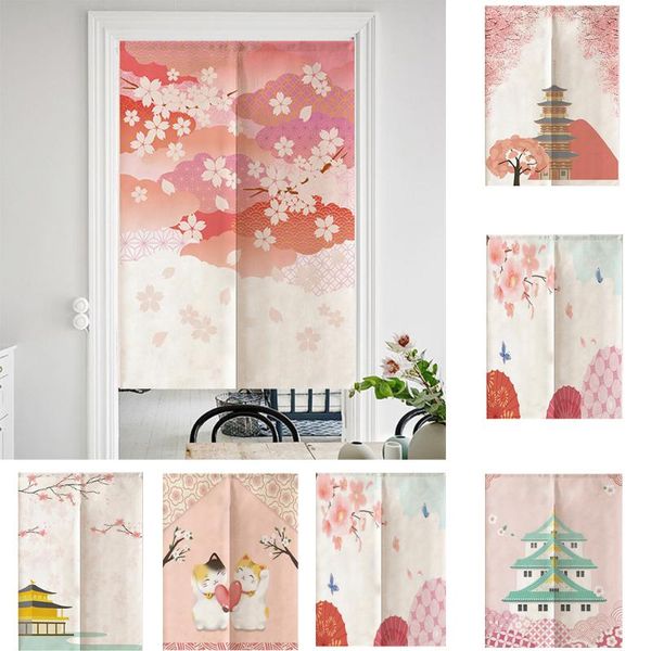 

curtain & drapes japanese sakura entrance door curtains lucky cat fengshui printed for kitchen bedroom cafe home decor doorway hanging