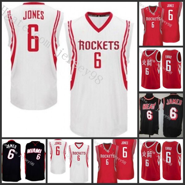 

houston rockets men #6 terrence jones men retro basketball jersey, Black
