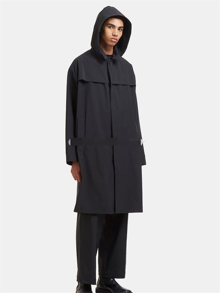

men's trench coats urban youth fashion trend dark and beautiful windbreaker in the long simple coat, Tan;black