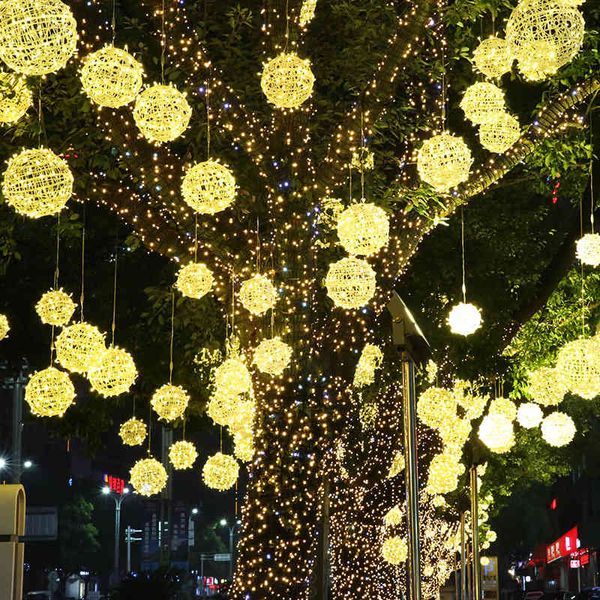 

christmas led rattan ball lamp decoration outdoor landscape hanging tree street lighting color string