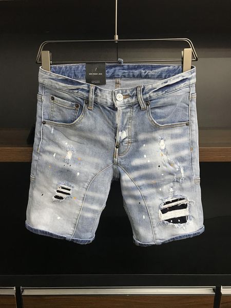 

2021 italian european and american fashion men's casual jean shorts, high-grade washing, pure hand grinding, quality optimization la368, Blue