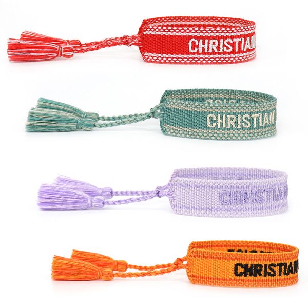 

2021 friendship charm bracelet women men's adjustable embroidery tassel retro couple woven jewelry spot wholesale, Golden;silver