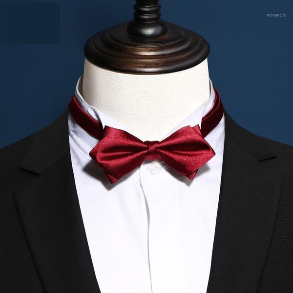 

2020 brand new fashion men's bow ties double layer wine red silk bowtie banquet bridegroom wedding butterfly tie1, Black;gray
