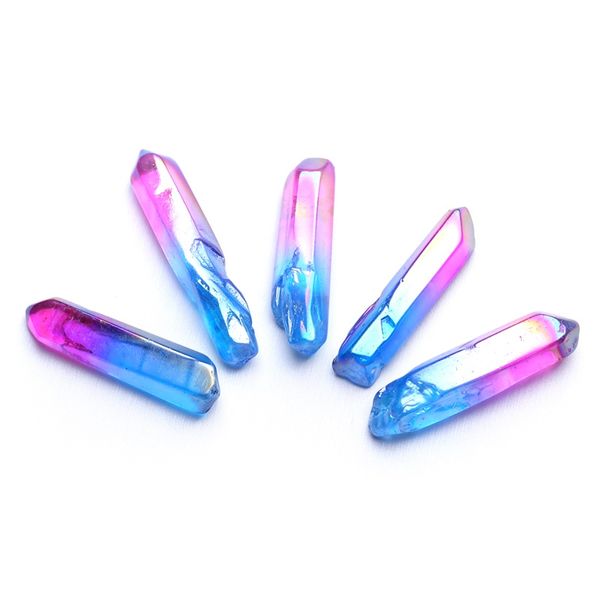 5 pcs raro natural de cura de quartzo varinhas de cristal pontos coloridos cura pedras preciosas