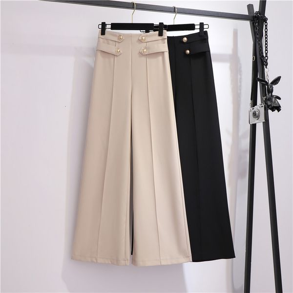 

women's pants & capris autumn winter women comfortable wide leg female elegant office high waist straight ladies loose trousers g7, Black;white