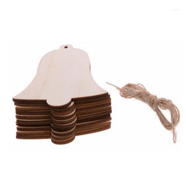 

christmas decorations 10pcs bell shape small wooden plate pendant creative embellishments rustic merry tree hanging ornament drop xm1