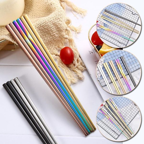 

chopsticks 1 pair chinese non-slip stainless steel chop sticks tableware reusable multicolor wedding party festival supplies