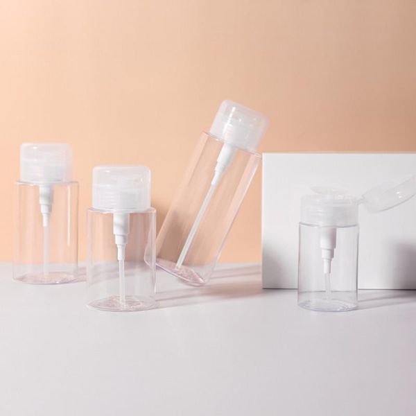 

storage bottles & jars 100/150/200/300ml sprayers transparent container push down empty bottle pump dispenser for nail polish makeup remover