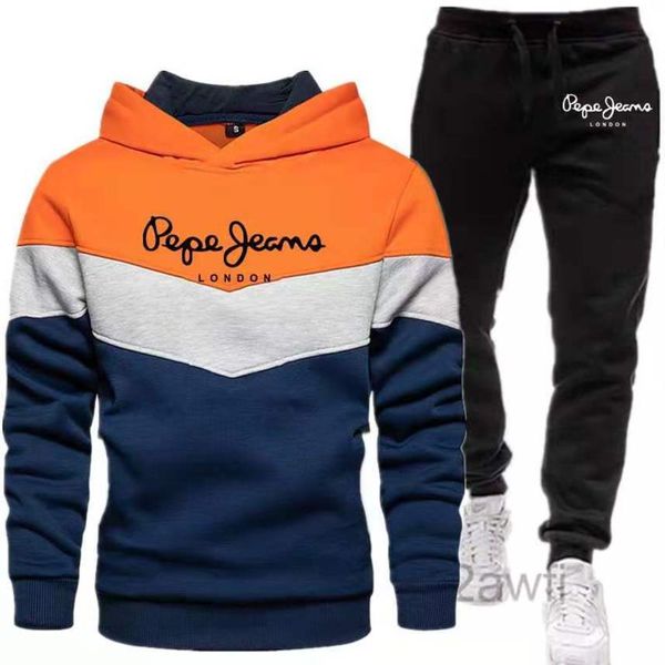 

men's hoodie trousers, two-piece sportswear, casual, printed, autumn and winter, Gray