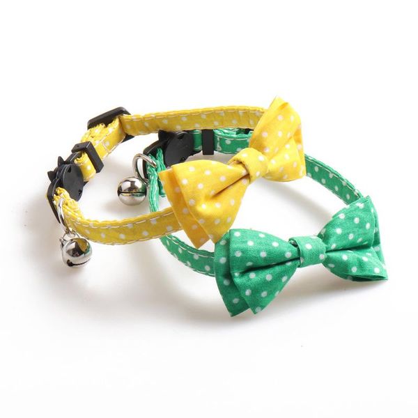 

dot series bowknot cat collars puppy collar with bells adjustable buckle bow tie kitten necklace pet accessories & leads