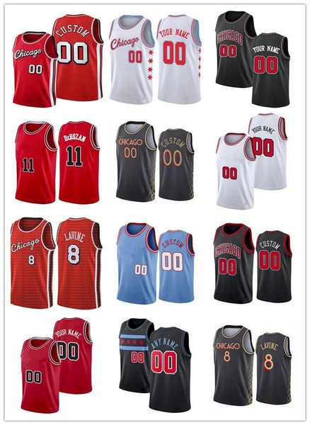 

75th custom men jersey women youth 11 demar derozan 9 nikola vucevic zach 8 lavine alex 6 caruso basketball jerseys red, Black;red