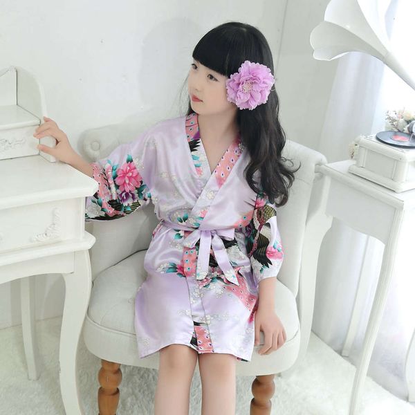 

bathrobe silk children's peacock kimono nightdress nightgown bathrobe