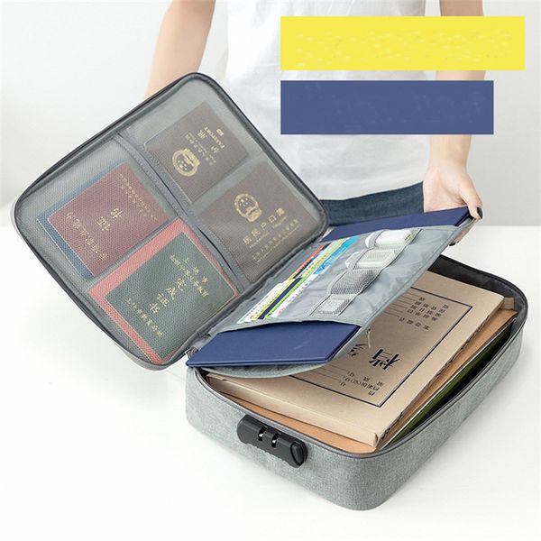 

double layer travel accessories document storage bag with lock, Blue;pink