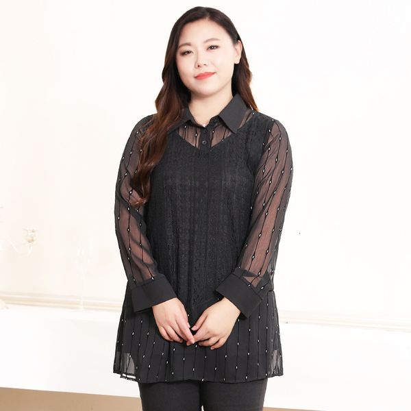 

tee plus size 10xl 8xl 6xl female 4xl spring long fall shirts femme lace elegant sh thin shirt for mujer, White