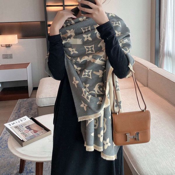 

scarf l family donkey fashion cashmere wool gift box double-sided, Blue;gray