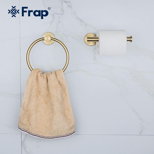 

frap towel rings brushed gold stainless steel wall mounted rack bathroom round holder hardware y38139-2 bath accessory set