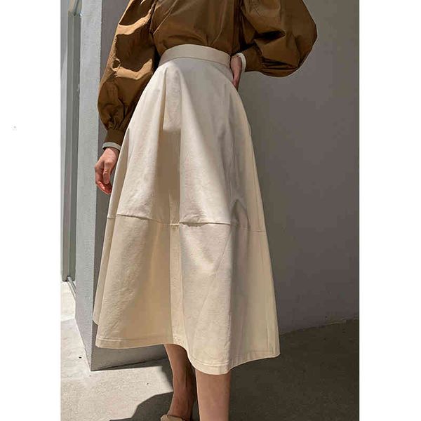 

skirts basic, versatile elastic all-match flared spring skirt retro waist high mujer faldas femme jupes woman, Black