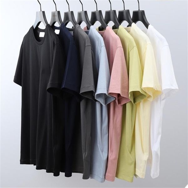 

s-001 20ss spring and summer loose round neck short-sleeved t-shirt men women solid color 220302, White;black