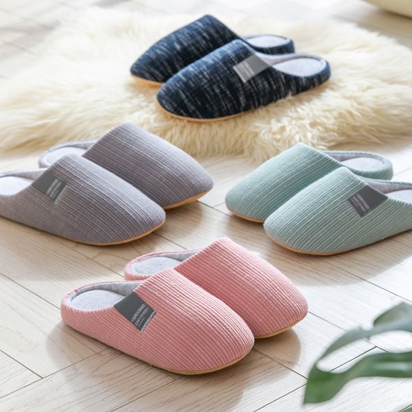 

luxury slippers home floor winter female lovers soft soled anti slip home indoor cotton slippers, Black