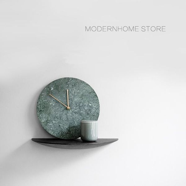 

wall clocks modern fashion nordic design wholesale home living room round real marble mounted decoration clock 1pc