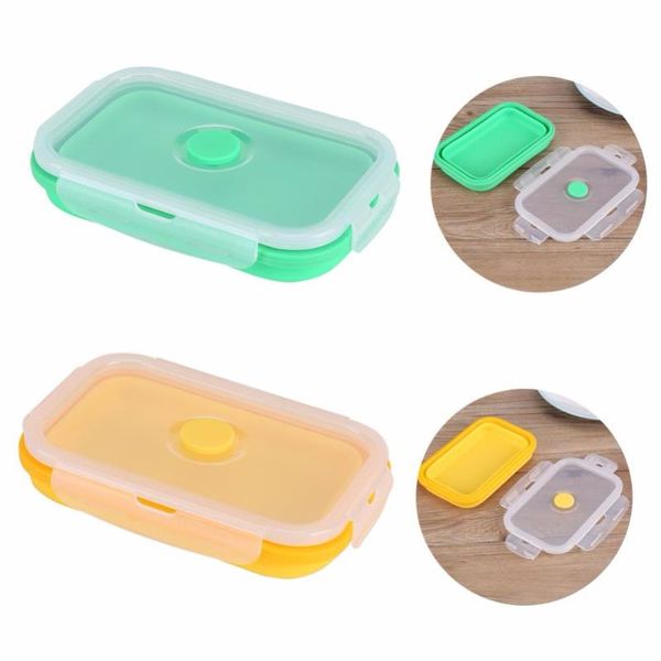 

dinnerware sets collapsible silicone portable lunch box microwave oven bowl round folding bento eco-friendly storage container lunchbox