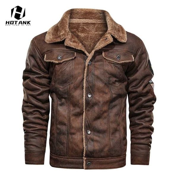 

autumn winter air force pilot leather jacket men thick warm military bomber tactical pu jackets mens coat brand clothing 211119, Black