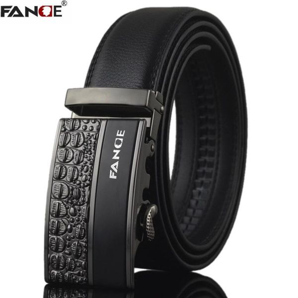 

men belt leather automatic buckle male fashion jeans chain stretch solid black fg3505a belts, Black;brown