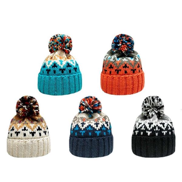 

hat wool men's and women's autumn winter outdoor warm knitted nvchao br color wool ball, Blue;gray
