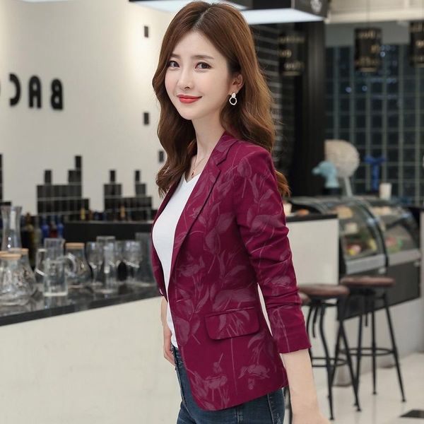 

women's suits & blazers print blazer 2021 spring and autumn korean short slim suit, White;black