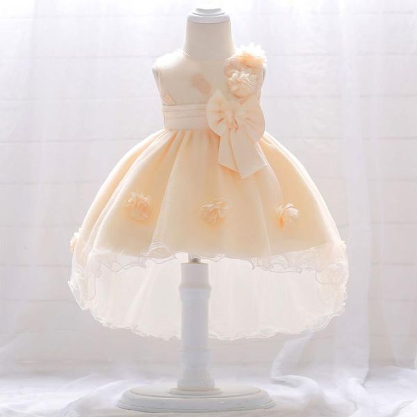 

girl's dresses baby girl summer trailing bow flower christening princess toddler birthday party ball gown dress born children baptism 1, Red;yellow
