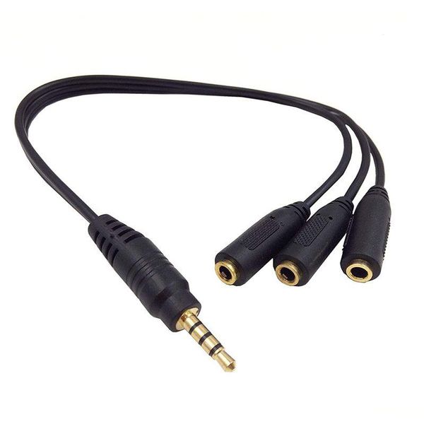 

3.5mm stereo audio splitter cable gold plated (1/8 inch) trrs plug male to 3 x 1/8 inch jack female 1 cables & connectors